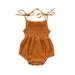 Toddler Newborn Baby Girl Summer Fall Basic Plain Cotton Linen Drawstring Romper Jumpsuit