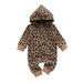 Styles I Love Unisex Baby Boys Girls Brown Leopard Hooded Long Sleeve Cotton Zipper Romper Autumn Animal Print Baby Clothing (6 Months)