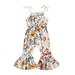 TheFound Toddler Baby Girls Floral Jumpsuit Romper Tie-up Suspender Sleeveless High Waist Long Flared Playsuit