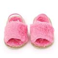 Seyurigaoka Infant Baby Girls Plush Sandals Soft Sole Faux Fur Flats Toddler Prewalker Slippers Elastic