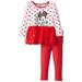 Disney Little Girls Minnie Mouse 2 Piece Heart Long Sleeve Legging Set Chinese Red 4T