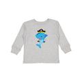 Inktastic Pirate Shark Shark Wearing Pirate Hat Blue Shark Boys or Girls Long Sleeve Toddler T-Shirt