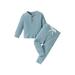 Lieserram Toddler Boy Fall Clothes 2T 3T 4T 5T Outfits Winter Long Sleeve Knitted Cotton Tops Pants Sets Solid Color