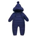 Snowsuit Jumpsuit Zip Padded Jumpsuit Long Sleeve Winter Down Jacket Hooded Jumpsuit Down Jacket 0-18M