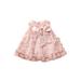 Calsunbaby Toddler Baby Girls Casual Dress Solid Color Flower Printed Mesh Patchwork Bowknot Sleeveless Skirt