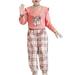 TAIAOJING Outfits For Girls Children Kids Toddler Letter Plaid Bowknot Blouse Top Shirt Plaid Pants Trousers Set 2PCS Clothes 6-8 Years