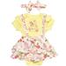 Disney Princess Belle Infant Baby Girls Bodysuit French Terry Jumper and Headband 3 Piece Outfit Set Newborn to Infant