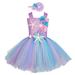 TAIAOJING Toddler Girl Dress Kids Cartoon Role Play Fancy Hairband Mesh Tulle Princess Dress Girls Outfits 2 Years