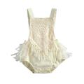 Binwwede Baby Girlâ€™s Fashion Suspender Jumpsuits Sweet Solid Color Lace Tassel Backless Lace-Up Triangle Romper