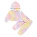 Caitzr Toddler Tie-dyed Autumn Outfit Long Sleeve Hoodie High Elastic Waist Leisure Pants