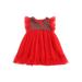 Canrulo Christmas Kids Baby Girls Princess Dress Outfits Plaid Lace Patchwork Ruffle Sleeve Tutu Dress Red 4-5 Years