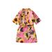 Canrulo Summer Infant Kids Girls Robes Sleepwear Sunflowers Printed Long Sleeve Belt Bandage Nightgown Pink 1-2 Years