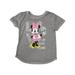 Disney Toddler Girls Short Gray & Silver Glittery Minnie Mouse Love Tee Shirt 4T