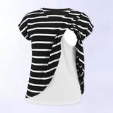 Juebong Women s Stripe Nursing Tshirt Tops Short Sleeve Crewneck Maternity Breastfeeding Top Comfy Loose Fit Maternity Breastfeeding Shirts Tops