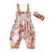 TAIAOJING Baby Romper Girls Floral Ruffle One Sets Piece Jumpsuit+Headband Girls Romper&Jumpsuit Onesie Outfit 6-12 Months