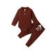 Infant Baby Girl Boy Clothes Knit Button Romper Top Pants Set 2Pcs Baby Fall Winter Bodysuit