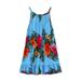 Girl Round Neck Tunic Hawaiian Luau Dress in Turquoise 2