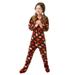 Big Feet Pjs Kids Footed One Piece Sleeper Chocolate Brown with Hearts Footed Pajamas