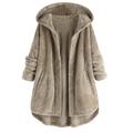 Hooded Cardigan Fleece Faux Fur Coats for Women Long Sleeve Teddy Bear Outwear Button Fluffy Pullover Jacket Tops