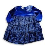 Jumpers - Little Girls Long Sleeve Velour Dress 13658-2T (BLUE)