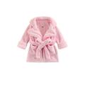 Kiapeise Toddler Baby Boys Girls Soft Flannel Bathrobe with Waist Belt and Pockets 1-4Y