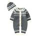 Sunisery Infant Newborn Baby Girls Boys Clothes Knitted Santa Christmas Warm Romper Long Sleeve Jumpsuit+Hat Grey 6-12 Months