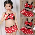 Bowknot Baby Girl Bikini Set Beachwear Polka Dots Tops Mini Dress Sets Clothes Suit Swimsuit Swimwear Bathing