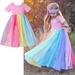 Gyratedream 1-6T Baby Girls Patchwork Rainbow Lace Dress Full Length Sun Dress