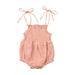 Infant Baby Girl Off Shoulder Halter Romper Linen Jumpsuit Sleeveless Outfit Sunsuit