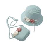 TAIAOJING Kids Hats Toddlers Sun Hat Straw Hat Sunshade Straw Hat Beach Children Girl Sun Summer Bag Sunscreen + Kids Hat