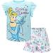 Disney Princess Cinderella Toddler Girls T-Shirt and French Terry Shorts Outfit Set Toddler to Big Kid