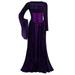 Women s Long Dress Vintage Long Sleeve Floor Length Dress Elegant Party Dresses