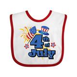 Inktastic 4th of July with Stars Hat and Fireworks Boys or Girls Baby Bib