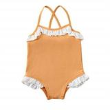 Kiapeise Little Girl Sling Swimwear Backless Beachwear with Ruffle