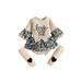 Kiapeise Newborn Baby Girls 3Pcs Outfit Long Flare Sleeve Letter Romper + Leopard Shorts + Leg Warmers Clothes Set