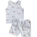 Newborn Baby Boy 0-3T 2-piece Outfit Set Fashion Sun Print Tank Top+Shorts Set for Kids Boys Girls