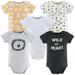 The Peanutshell Baby Boy or Baby Girl Short Sleeve Bodysuits 5 Pack Safari Animals