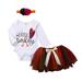 Mioliknya 3PCS Baby Girls Halloween Letter Romper+TuTu Skirt+Hair Band Outfit Set