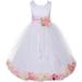 Little Baby Girls Sleeveless Satin Flower Petal Sash Flowers Girls Dresses White Pink M (K16D0B)