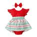 Sunisery 2PCS Infant Newborn Baby Girls Christmas Printed Long Sleeve O-Neck Short Romper Bow-Knot Headband Red 3-6 Months