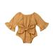 Baby Girls Off-shoulder Romper Flare Half Sleeve Elastic Waist Jumpsuit