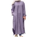 Women s Kaftan Maxi Dresses Loose Empire Waist Muslim Ladies Prayer Clothes Long Sleeves Islam Daily Casual Dress
