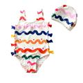 qucoqpe Summer Toddler Baby Girls Tankini Cute Bow Infant Swimsuit One Piece Swimsuit Bathing Suit With Swimming Cap