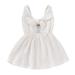 StylesILove Baby Girls Sleeveless Front Tie Bowknot Gauze Cotton Dress Toddler Girl Solid Sundress Summer Outfit (18-24 Months White)