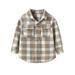 Calsunbaby Kids Baby Girls Boys Casual Lapel Shirt Long Sleeves Plaid Single-breasted Tops Coat Outwear Beige 6-7 Years