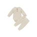 Sunisery 2Pcs Kids Toddler Baby Girls Boys Outfits Long Sleeve Romper Pants Autumn Clothes Apricot 3-6 Months