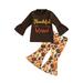 2Pcs Girls Thanksgiving Outfit for Toddler Baby Long-Sleeve T-Shirt and Bell-Bottoms Set for Kids