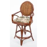 Rosecliff Heights Sacha Swivel Counter & Bar Stool Upholstered/Wicker/Rattan in Brown/Gray | 41 H x 22 W x 18 D in | Wayfair