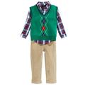 Only Kids Infant Boys 3 Piece Dress Up Outfit Pants Shirt Green Sweater Vest 12m