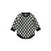 Binwwede Baby Girls Boys Romper Checkerboard Plaid Round Neck Long Sleeve Knitted Sweater Jumpsuits Fall Winter Bodysuits